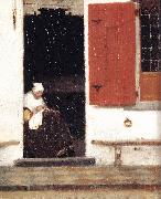 VERMEER VAN DELFT, Jan The Little Street (detail) etr oil painting artist
